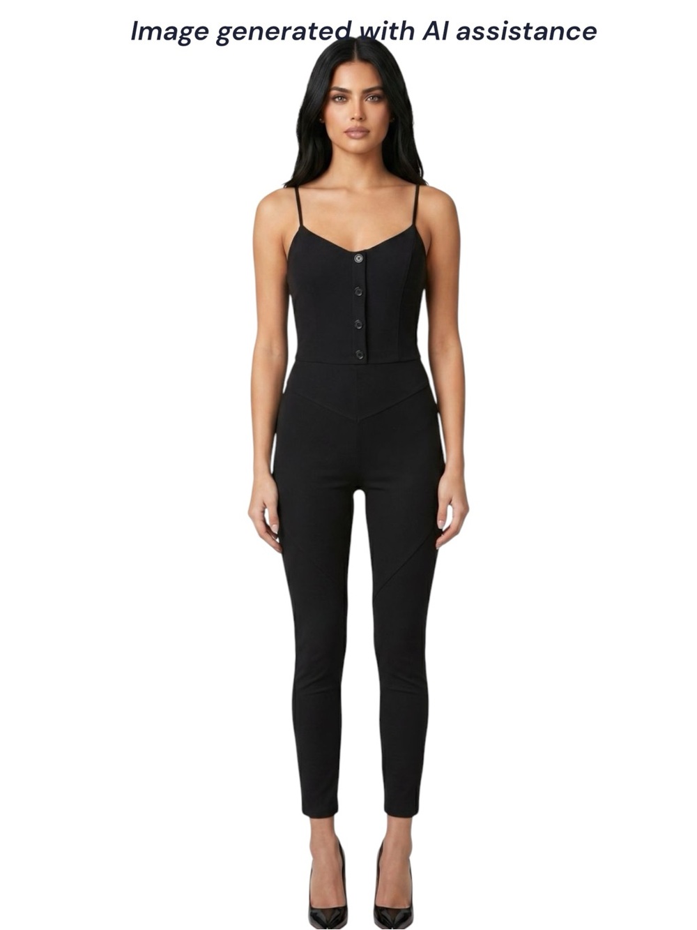 Guess S black Eco Emma Sleeveless Henley Jumpsuit